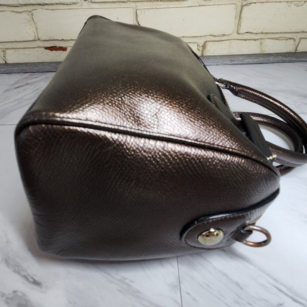 Like New Coach Bennett Satchel Bronze Leather Shoulder Crossbody Bag Purse - Picture 10 of 14